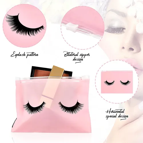 Vista 3 de Tenare 100 bolsas de maquillaje de pestañas, bolsas de pestañas para clientes, cuidado posterior de pestañas, bolsa de plástico impermeable