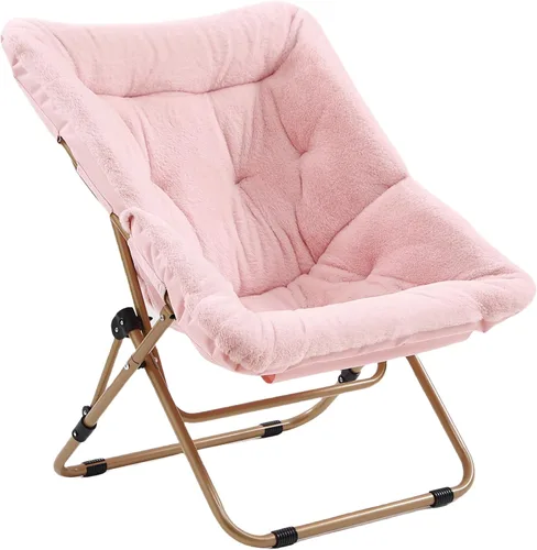 Vista 10 de Cómoda silla plegada, silla plegable de gran tamaño de piel sintética suave, silla flexible para adultos y niños, silla lunar con marco de metal