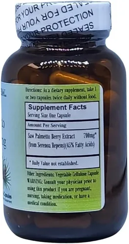 Vista 2 de Extracto de Saw Palmetto Apoyo a la salud de próstata y urinaria 45% de ácidos grasos 700 mg por cápsula 60 cápsulas vegetales sin