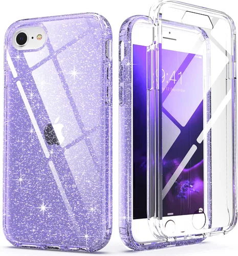 Vista 18 de IDweel para iPhone SE 2020, para iPhone 8 y 7 y SE 2022 (SE 2ª/3ª), funda protectora de cuerpo completo de ajuste delgado con amortiguación de Negro