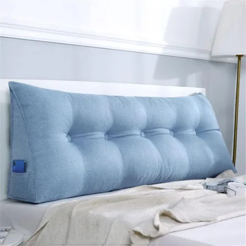 Vista 8 de Almohada triangular grande para cabecero de cuña de algodón suave y lino para sentarse en la cama, soporte de posicionamiento trasero, almohadas