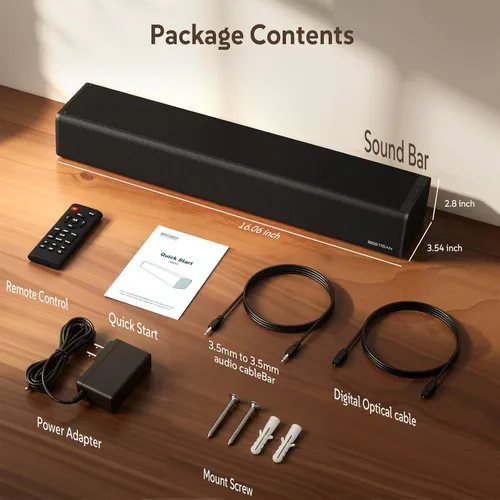Vista 7 de Barra de sonido, BESTISAN Barra de sonido de 50 vatios con HDMI, óptico, AUX, USB, salida de subgraves y conexión Bluetooth, DSP, bajo ajustable, 16