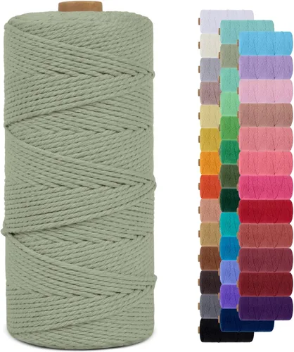 Vista 55 de Cordón de macramé de 0.079 pulgadas, cuerda de algodón natural de 109 yardas, hilo de cuerda de macramé para manualidades, ganchos de pared