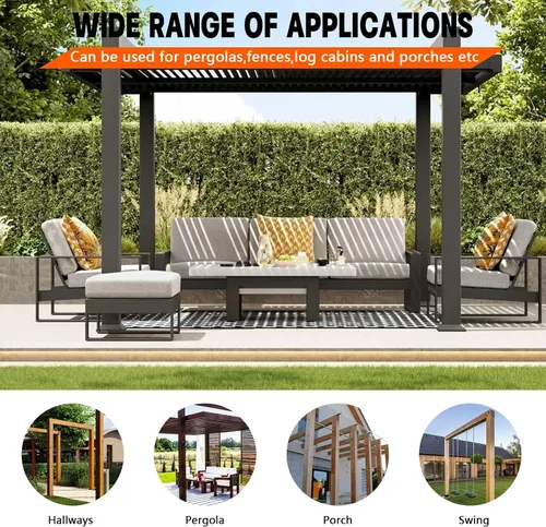 Vista 5 de Kits de soporte para pérgola DIY, soportes de esquina en forma de L de 2 vías para madera de 4 x 4 pulgadas (real: 3.5 x 3.5 pulgadas) para pérgola