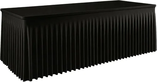 Vista 15 de Mantel rectangular de elastano negro, funda elástica ajustada para mesas rectangulares de 1,8 m, falda de mesa elástica sin arrugas para decoración