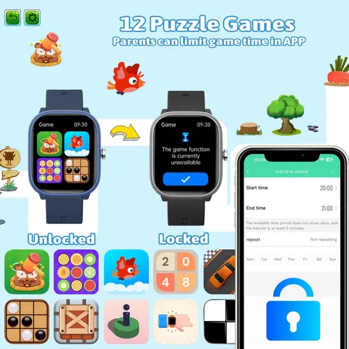 Vista 7 de Fikami - Reloj inteligente para niños y niñas sin necesidad de APP/teléfono, reloj deportivo para niños de 1.8" IP68 resistente al agua, podómetro