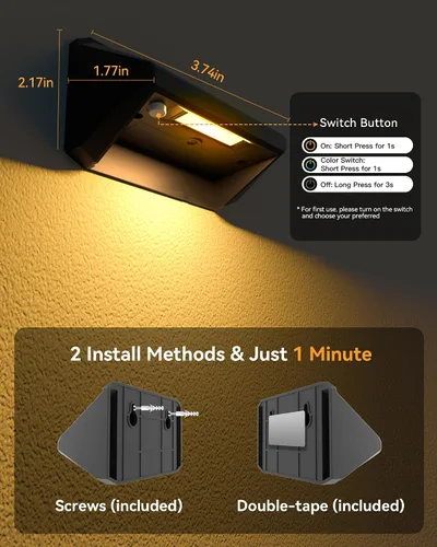 Vista 7 de Luces solares para valla al aire libre, paquete de 12 luces RGB Negro