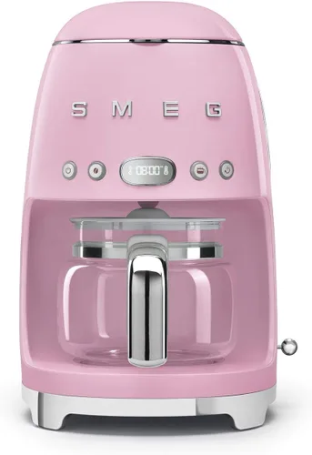 Vista 12 de Smeg Cafetera de goteo estética de estilo retro de los años 50 con jarra de vidrio de 10 tazas, función de arranque automático, plato para mantener