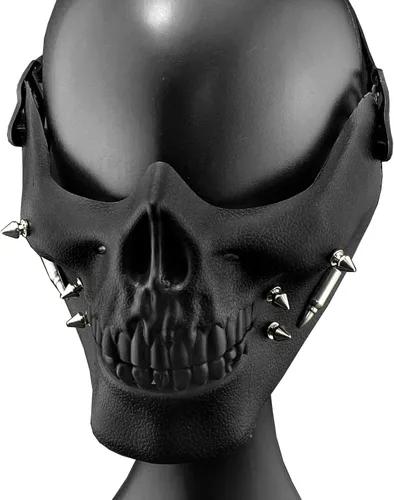 Vista 2 de Spike Skull Mascarilla Cosplay Custome Performance Rock Mask Negro