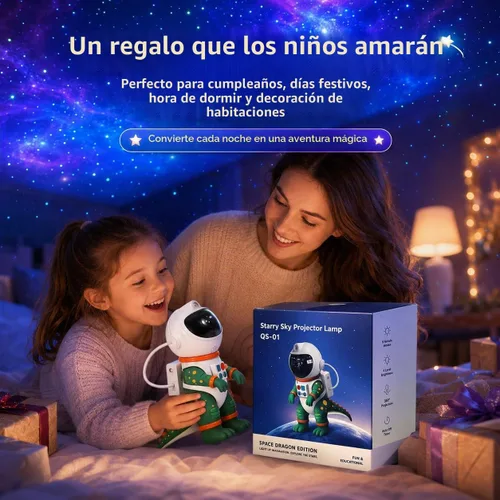 Vista 7 de Luz Nocturna de Proyección de Estrellas Galácticas, Proyector Espacial de Astronauta Dinosaurio con Temporizador, Control Remoto, 8 Modos de Verde