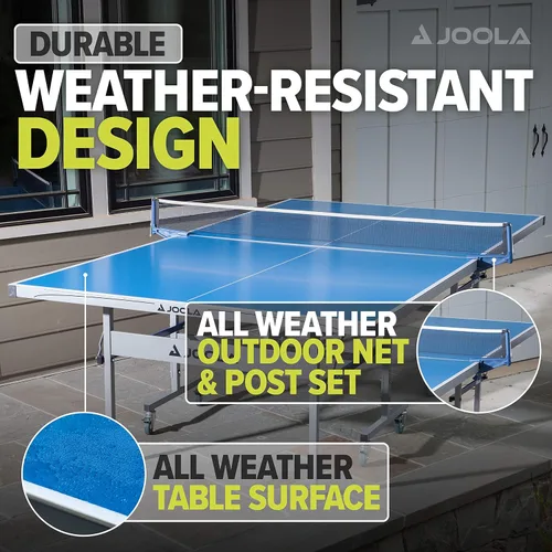 Vista 4 de JOOLA NOVA - Mesa de ping pong para exteriores con juego de red impermeable para tenis de mesa - Ensamblaje rápido - Superficie de aluminio