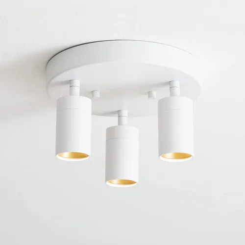 Vista 7 de Shura - Lámpara de techo LED redonda integrada de 3 luces blancas con cabezales giratorios, luz de techo empotrada ajustable, 3000 K, 1365 lúmenes