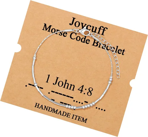 Vista 160 de JoycuFF Pulseras inspiradoras de código morse para mujeres, cuentas de plata, joyería con mantra de motivación, regalos para ella