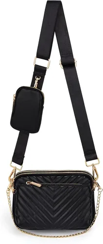 Vista 5 de UTO Pequeñas bolsas cruzadas para mujer, 3 en 1, diseño de moda, mini cangurera con correa