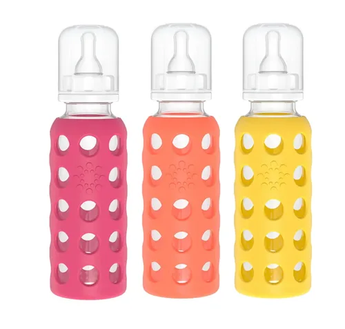 Vista 14 de Lifefactory Biberón de vidrio sin BPA Funda protectora de silicona Paquete de 2 de 4 onzas melón, plátano
