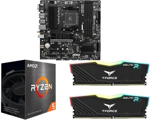 Vista 21 de NEWEGG Combo de memoria CPU de placa base -B550M-A con CPU Ryzen 5 5500 de 6 núcleos de 3.6 GHz y 16 GB (2 x 8 GB) 288 pines PC RAM DDR4 3200 AMD