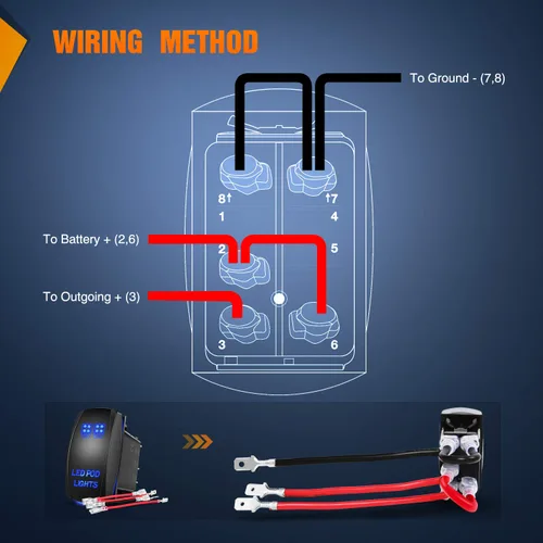 Vista 8 de Nilight Interruptor basculante de luces LED POD, interruptor de barra de luz LED, interruptor de encendido/apagado láser de 5 pines, interruptor
