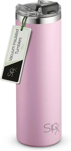 Vista 15 de SipX™ Vaso aislado delgado de 18 onzas con tapa y pajilla, acero inoxidable aislado al vacío, a prueba de fugas, apto para portavasos - Perfecto