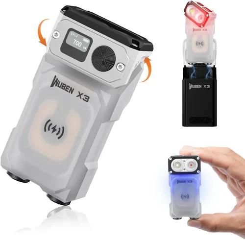 Vista 10 de WUBEN X3 Mini linterna recargable con base de carga 180 grados Linterna tipo llavero EDC Gira Ip65 Impermeable Imán Linterna de bolsillo 10 modos