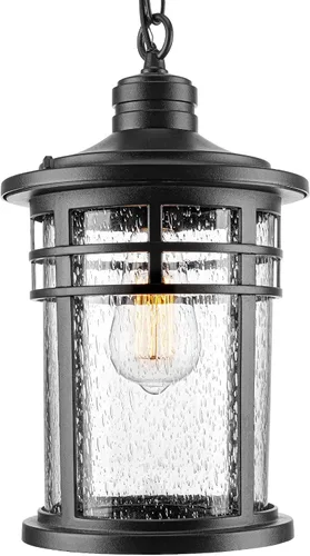 Vista 11 de Darkaway Luces Colgantes para Exteriores para Porche, Candelabro para Exteriores Luces Colgantes para Porche Montaje en Techo de Aluminio con Vidrio