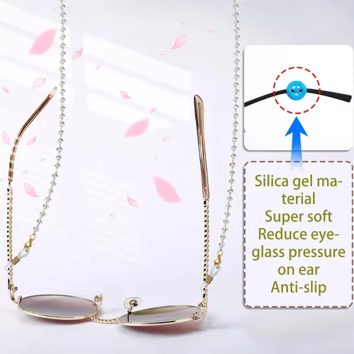 Vista 2 de Cadena multifuncional para gafas elegante soporte para gafas, collar y cordón para máscara para mujeres de moda