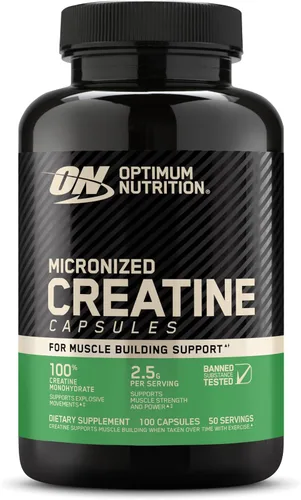 Vista 11 de Optimum Nutrition Cápsulas de monohidrato de creatina micronizada, aptas para Keto, 2500 mg, 100 cápsulas Micronized Creatine Monohydrate