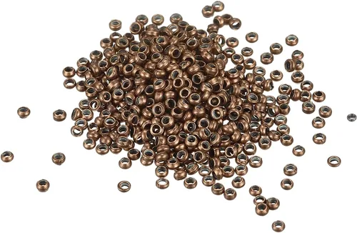 Vista 24 de uxcell 1000 cuentas redondas de engarzado, cuentas espaciadoras de extremo de crimpado de 0.079 pulgadas, pequeños tapones para hacer pulseras
