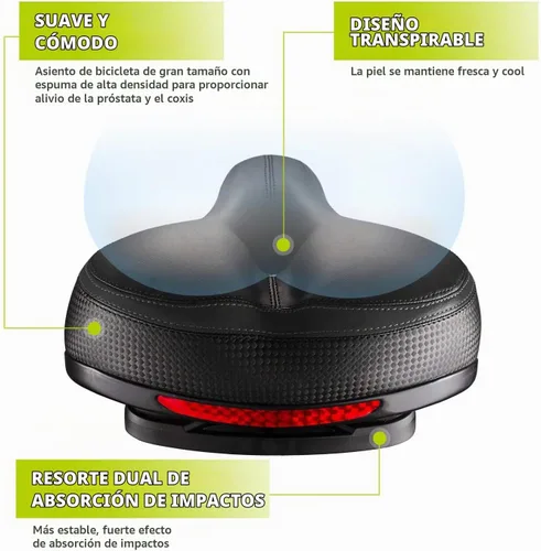 Vista 2 de Asiento de bicicleta, asiento de bicicleta más cómodo, doble absorción de golpes, espuma viscoelástica, impermeable, silla de montar de bicicleta