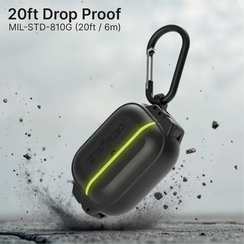 Vista 4 de Catalyst Funda para AirPods Pro de 2ª/1ª generación con cierre seguro y mosquetón, IP68 impermeable de 330 pies y grado militar a prueba de caídas