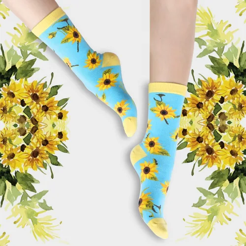 Vista 6 de Benefeet Sox Calcetines divertidos para mujer, calcetines de algodón casuales con estampado floral colorido de animales
