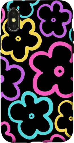 Vista 5 de Funda para iPhone 12 Mini con diseño de flores silvestres retro colorido negro floral