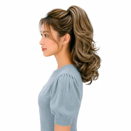 Vista 34 de PRETTYSHOP - Extensión de cabello rizado voluminoso, cola de caballo de 14 pulgadas con clip, resistente al calor