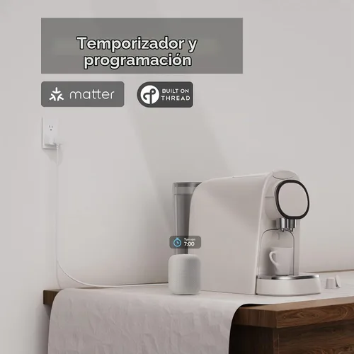 Vista 5 de Enchufe inteligente Onvis Matter Over Thread, Mini Enchufe inteligente, Funciona con Apple Home, Alexa y Google Home, 15A/1800W (1 paquete)