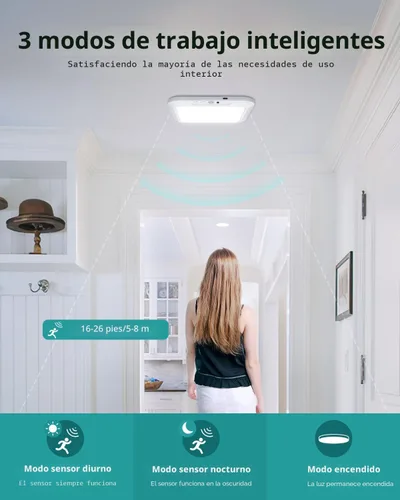 Vista 5 de wowatt: lámpara de techo recargable operada por batería, luz de sensor de movimiento para interiores, lámpara de ducha inalámbrica con mando a