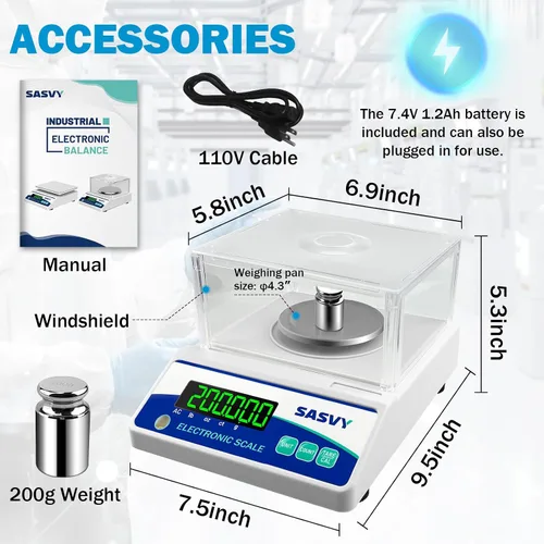 Vista 6 de Báscula de laboratorio 17.64 oz x 0.00 oz Escala científica g/oz/ct/lb Balanza analítica electrónica digital de alta precisión para joyería, cocina