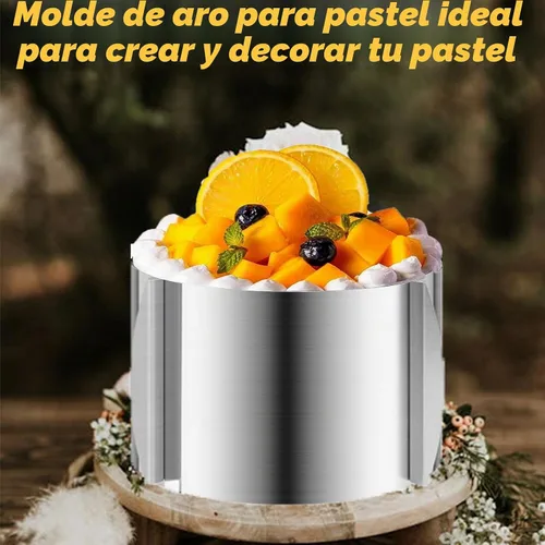 Vista 3 de DATANYA Anillos de Pastel de Mousse Molde Ajustable de 6 a 12 Pulgadas Moldes Redondos de Acero Inoxidable para Hornear Pasteles, Suministros