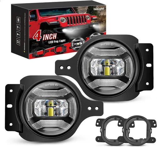 Vista 15 de Nilight Conjunto de Luces LED de Niebla de 4 Pulgadas Compatible con 2007 2008 2009 2010 2011 2012 2013 2014 2015 2016 2017 2018 Jeep Wrangler JK