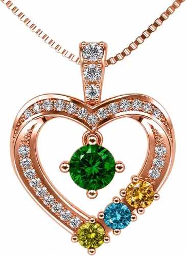 Vista 16 de Central Diamond Center Collar con piedra natal de corazón para madre e hijo con 1-6 piedras preciosas de imitación en plata de ley, oro de 10