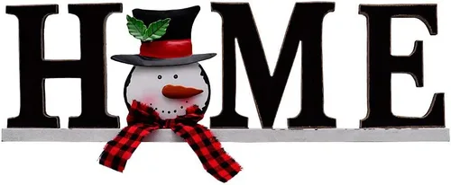 Vista 10 de Decoración de mesa de Navidad de madera, letrero decorativo de muñeco de nieve de madera, centros de mesa de Navidad, decoración de vacaciones