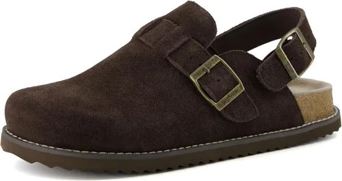 Vista 9 de CUSHIONAIRE Brooklyn - Zuecos de gamuza auténtica con hebilla para mujer Gamuza auténtica de chocolate