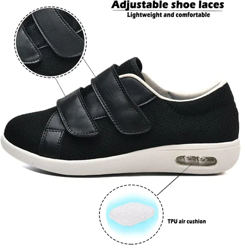 Vista 3 de JBTNBX Zapatos para hombre de ancho ancho ancho con cierre ligero ajustable zapatos para caminar para diabéticos edema para hombres ancianos tenis
