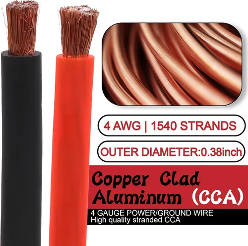 Vista 3 de Cable de calibre 4 (rojo negro - 25 pies cada uno) de aluminio revestido de cobre CCA, tubo termorretráctil 3:1, tubo de telar de alambre dividido