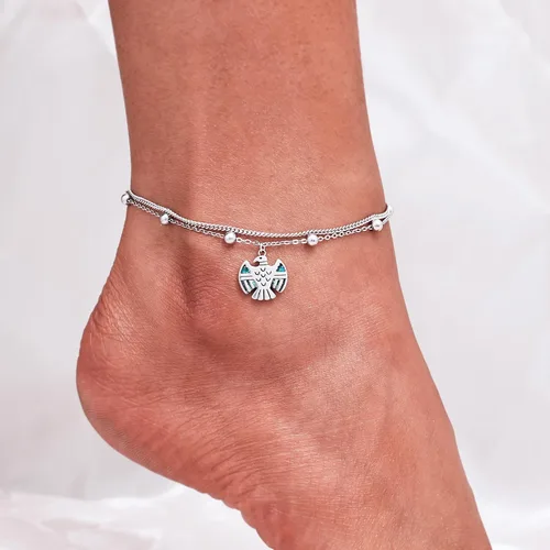 Vista 21 de CHIC & ARTSY Tobilleras de plata de ley S925 para mujer, pulsera de tobillo ajustable multicapa para playa, joyería de verano para mujer, de 10 a 11