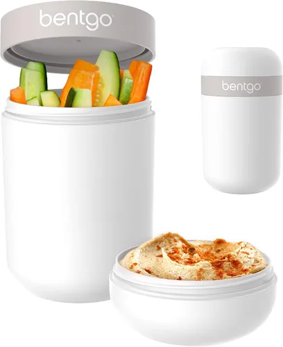 Vista 9 de Bentgo Snack Cup - Contenedor de bocadillos reutilizable con diseño a prueba de fugas, compartimento para aderezos y tapa de doble sellado, portátil