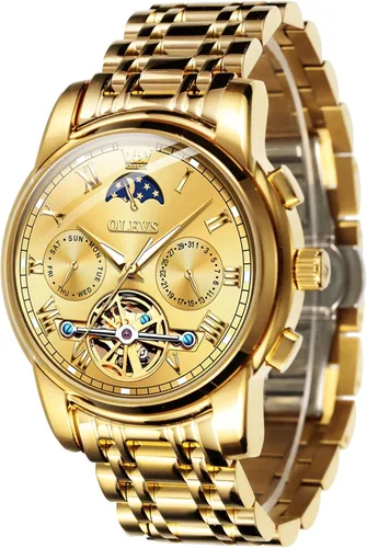 Vista 7 de OLEVS reloj mecánico automático reloj de cuerda automático de lujo para hombre a prueba de agua acero inoxidable