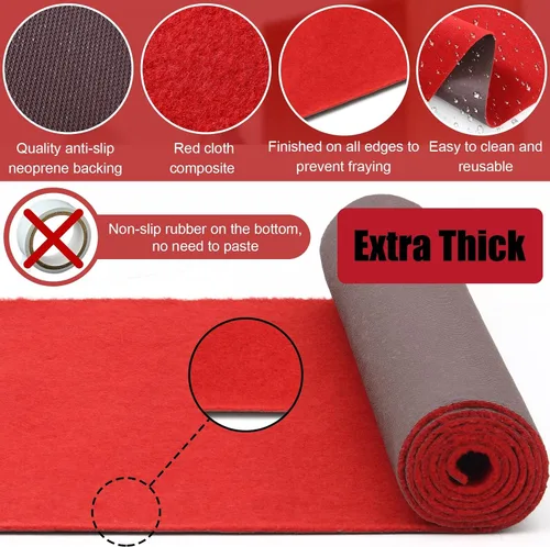 Vista 4 de Timgle Alfombra roja de 3 x 10 pies y 0.3 pulgadas de grosor para fiesta, antideslizante, alfombra de cocina, lavable, alfombra roja, decoración