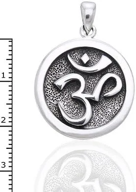 Vista 5 de OM Aum - Colgante de medallón hindú o yoga con símbolo de plata de ley envejecida, collar de 18 pulgadas, Metal, No es una piedra preciosa