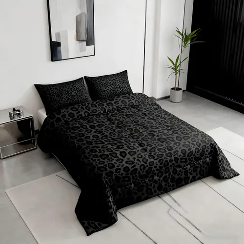 Vista 7 de Castle Fairy Juego de edredón con estampado de leopardo, 2 piezas, estampado de guepardo, gris y negro, para mujer, decoración de habitación