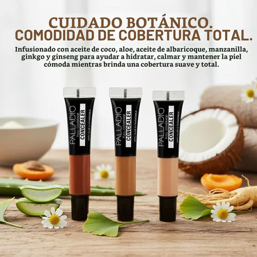 Vista 4 de Palladio Corrector de cobertura completa – Fórmula cremosa para rostro y debajo de los ojos, disfraza ojeras, manchas, líneas finas, unifica el tono