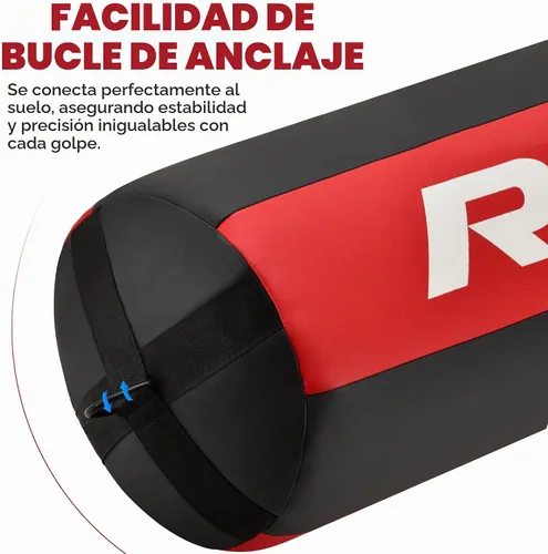 Vista 4 de RDX Uppercut - Saco de boxeo sin relleno para boxeo, entrenamiento de kickboxing, juego de bolsa pesada de piel maya en ángulo con guantes de boxeo